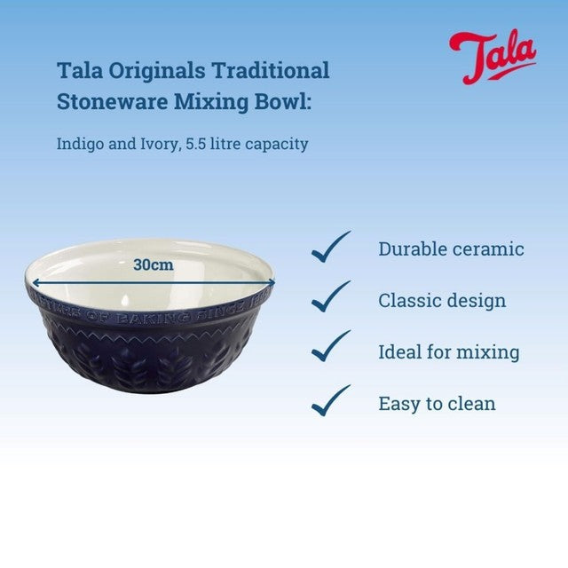 Tala Indigo 30cm stoneware mixing bowl 5.5L (British brand)