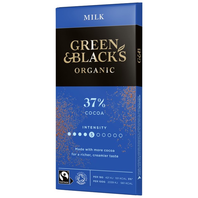 Green & Black's organic milk chocolate bar 90g, UK version