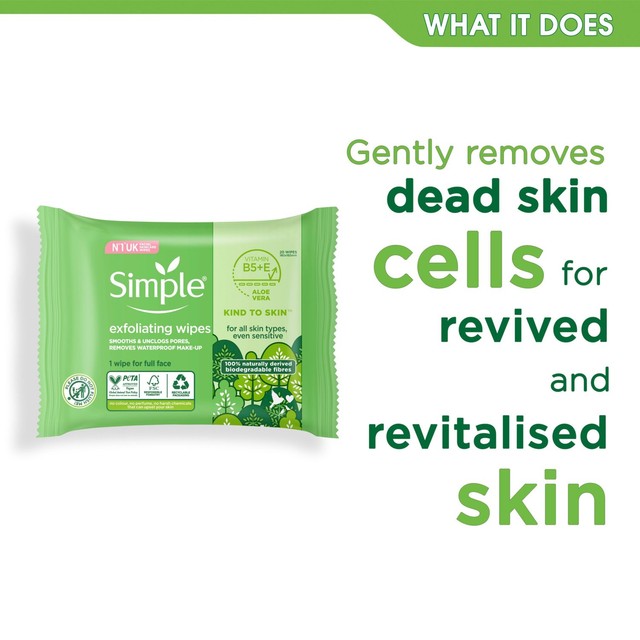 Simple Biodegradable Exfoliating Face Wipes (British brand)