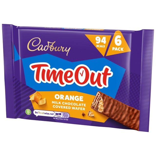 Cadbury Timeout Orange milk chocolate wafer bar 6 x 18g - British product