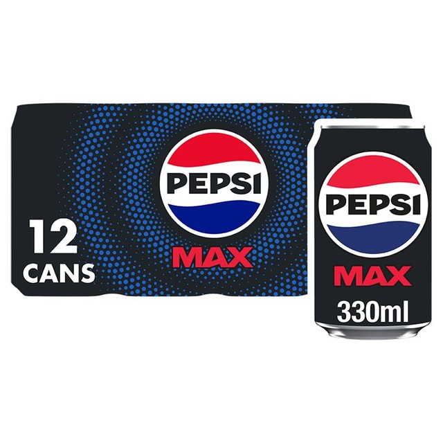 Pepsi Max sugar-free cola 12 x 330ml cans, imported from the UK