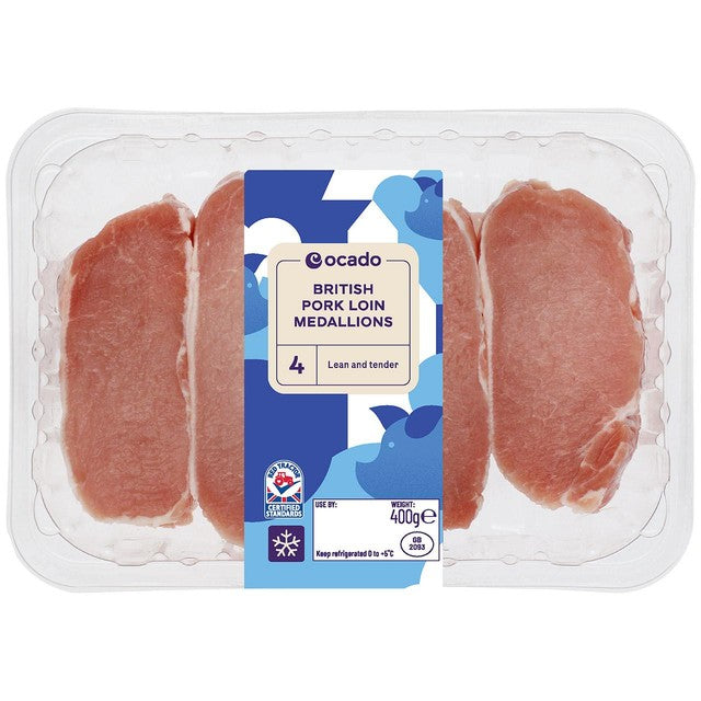 Ocado British pork loin medallions 400g, imported from the UK