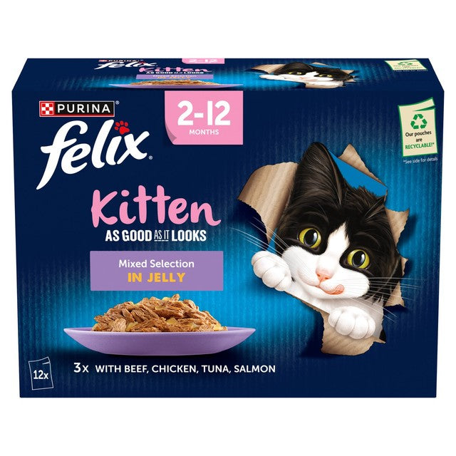 Felix kitten jelly wet cat food 12x85g pouches - British product