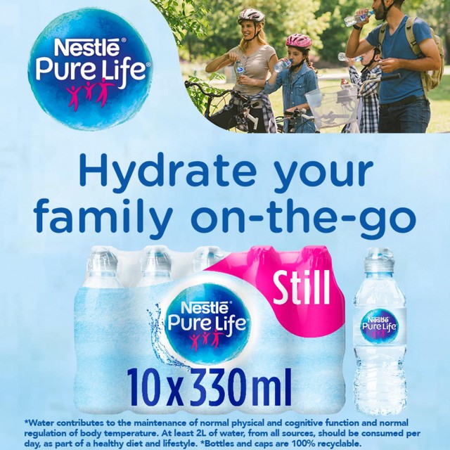 Nestle Pure Life 330ml sports cap water bottle, imported from the UK