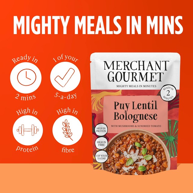 Merchant Gourmet lentil mushroom bolognese 280g, imported from the UK