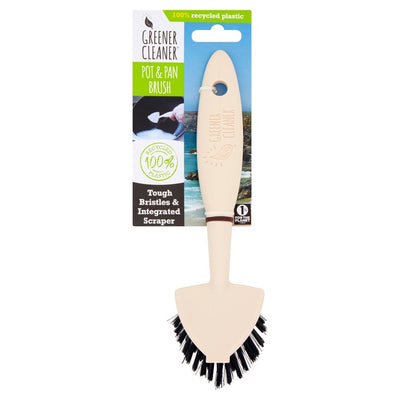 M&S Pot and Pan Brush with Integrated Scraper Made from 100% Recycled Plastic- Buy online at McGrocer