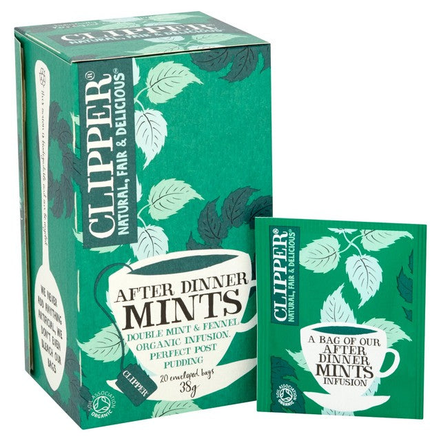Clipper after dinner mints organic double mint & fennel infusion herbal tea bags 20 tea bags - British product