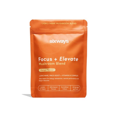 M&S Sixways Focus and Elevate Lion's Mane Supplement Mango Flavour Cognitive Support Powder 150g- Buy online at McGrocer