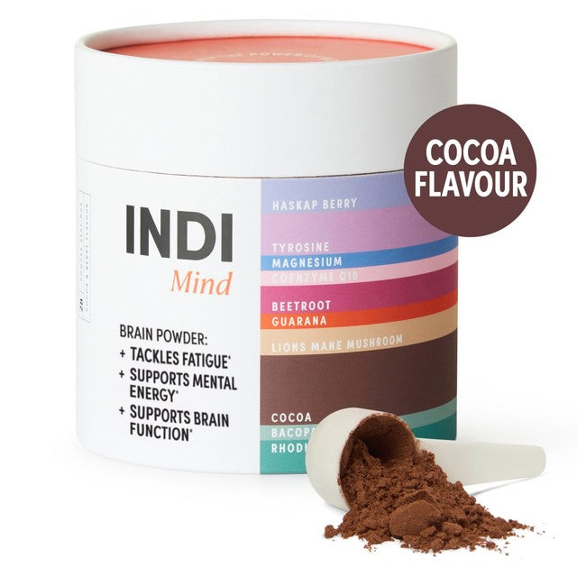 Indi Mind Cocoa Berry Brain Powder tub, UK version