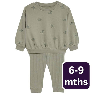 M&S Khaki Leggings Outfit 6-9 Monate