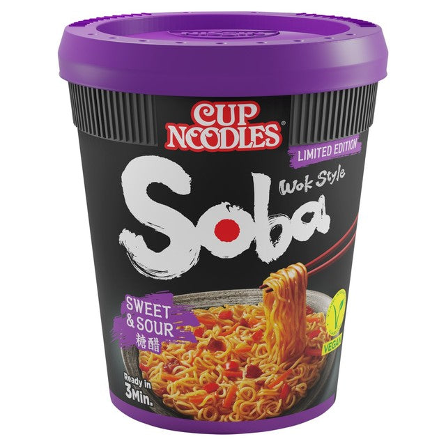 Nissin Soba Sweet & Sour instant noodles pot (British brand)