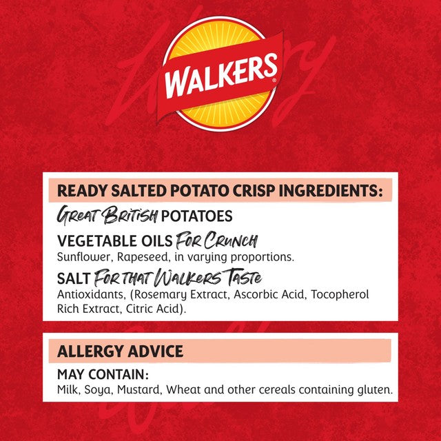 Walkers ready salted potato crisps 150g (British brand)