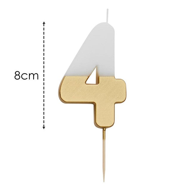 Talking Tables Large Gold Number 4 Candle (British brand)