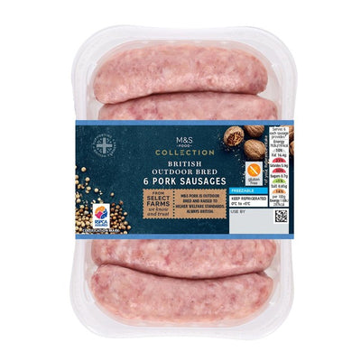 M&S M&S Saucisses de porc britanniques sans gluten élevées en plein air 400g - Acheter en ligne chez McGrocer