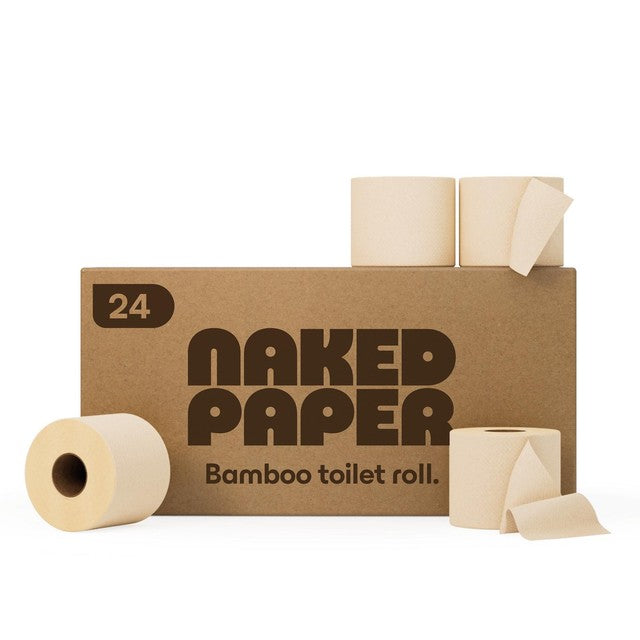 Naked Paper bamboo toilet paper 24 pack, imported from the UK