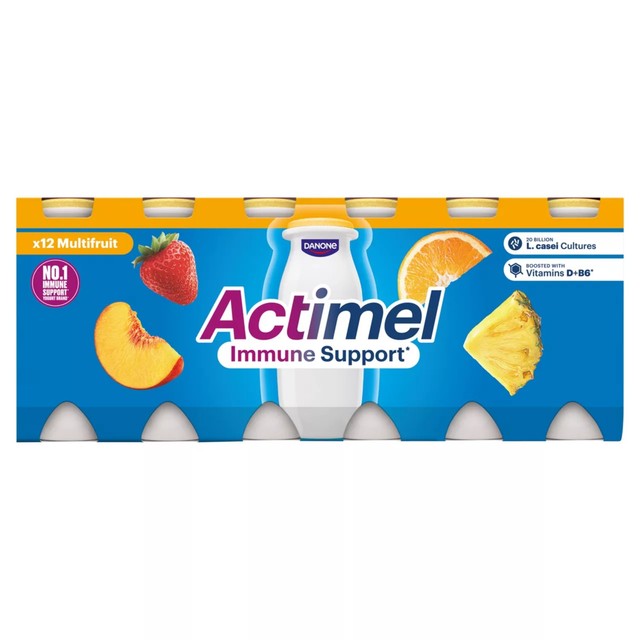 Actimel multifruit yoghurt drink 12 x 100g multipack - British product