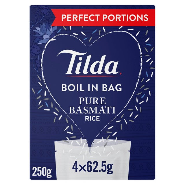 Tilda Boil in the Bag Pure Basmati Rice 4 x 62.5g (British brand)