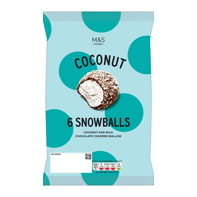 M&S 6 Coconut Snowballs chocolate mallow treat, UK version