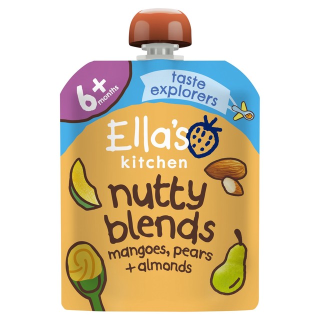 Ella's Kitchen organic baby food pouch mangoes pears almonds - British product