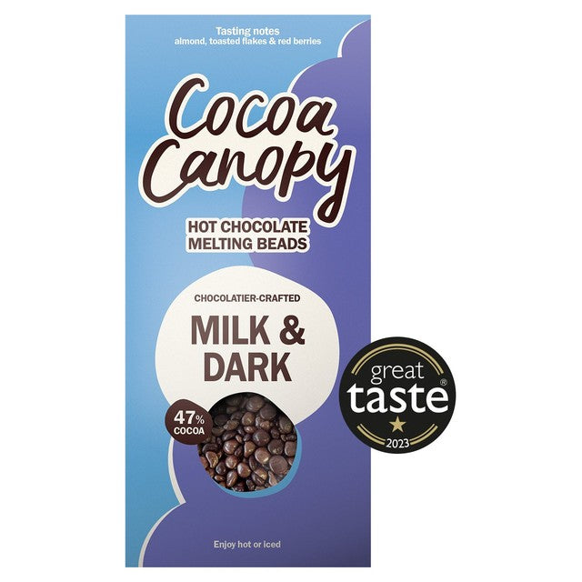 Cocoa Canopy milk & dark hot chocolate beads 225g - British product