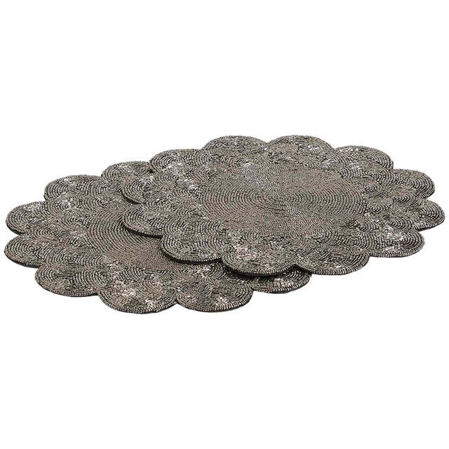 M&S beaded scallop placemats set of 2 charcoal (British brand)