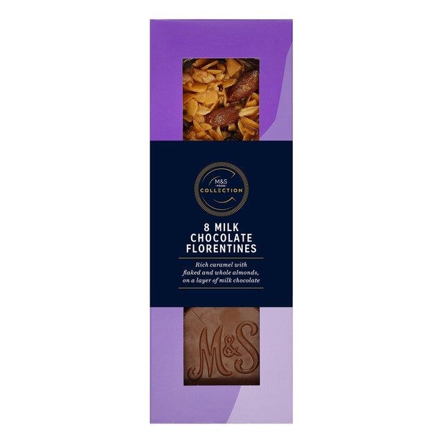 M&S Milk Chocolate Florentines with almonds, sultanas and candied peel 170g, imported from the UK