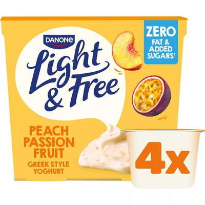 M&S Light & Free Pfirsich-Maracuja Griechische Art Fettfreier Joghurt Multipack 4 x 115g - Online bei McGrocer kaufen