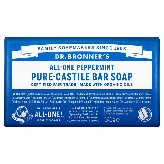 Dr. Bronner's peppermint soap bar 140g - British product