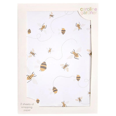 M&S Caroline Gardner Bees Gift Wrap Sheets 2 Sheets (50cm x 70cm)- Buy online at McGrocer
