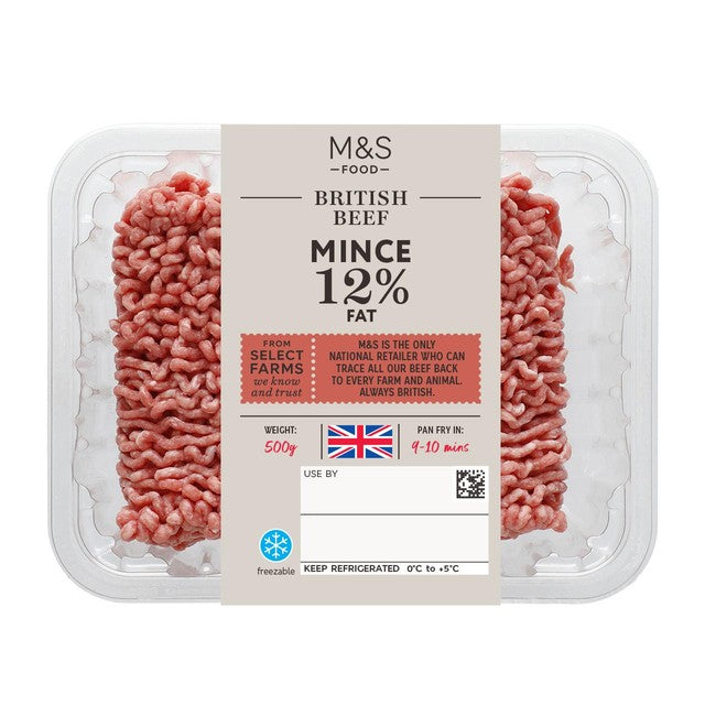 M&S Rinderhackfleisch 12% Fett 500g, importiert aus dem Vereinigten Königreich