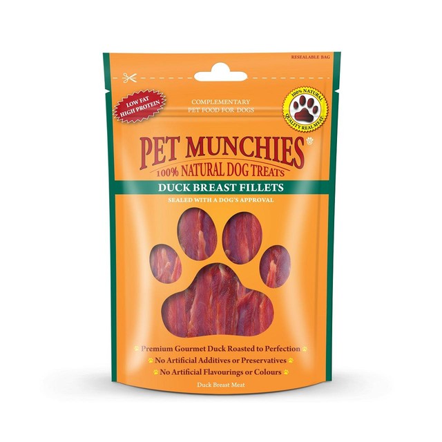 Pet Munchies natural duck fillet dog treats 80g, imported from the UK
