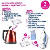 Ecozone Kettle and Iron Descaler 3x20g - British product