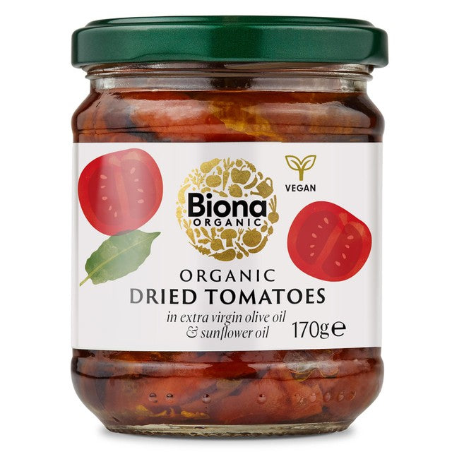 Biona Organic Sun Dried Tomatoes in Extra Virgin Olive Oil 170g - British product