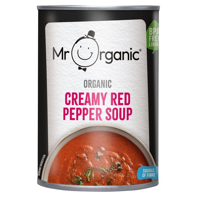 Mr Organic creamy red pepper soup 400g, imported from the UK