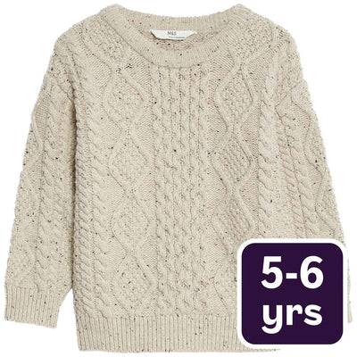 M&S Cable Knitted Jumper 5-6 Years Neutral