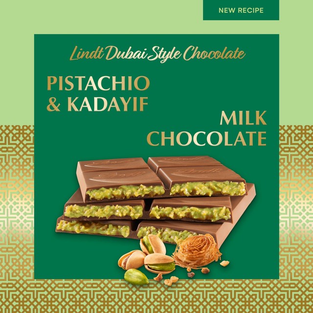 Lindt milk pistachio chocolate bar 145g, UK version