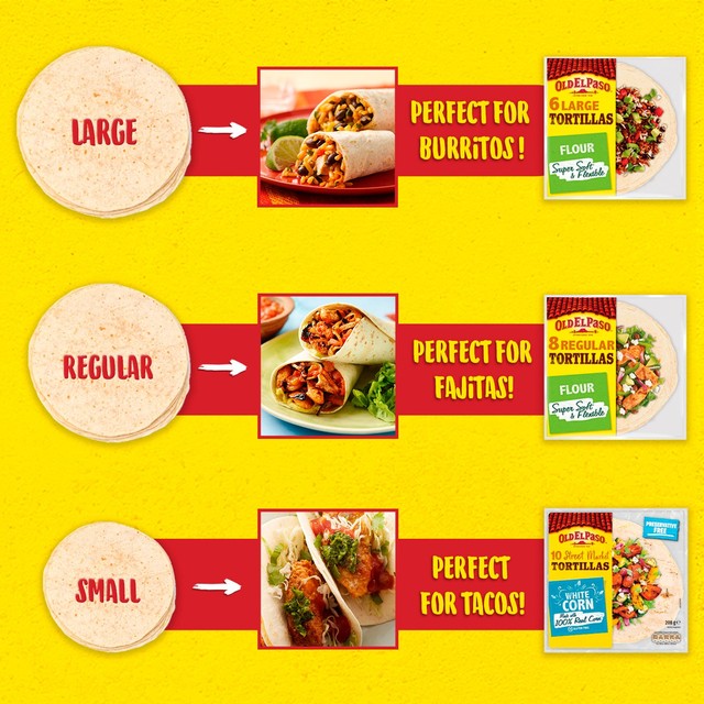 Old El Paso large flour tortilla wraps 350g, imported from the UK