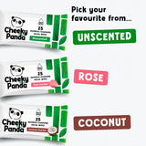The Cheeky Panda bamboo facial cleansing wipes rose scented (British brand)