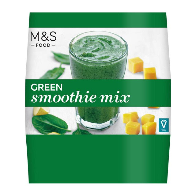 M&S green smoothie mix mango spinach 489g, imported from the UK