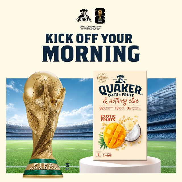 Quaker Exotic Fruits porridge sachets 33g, imported from the UK