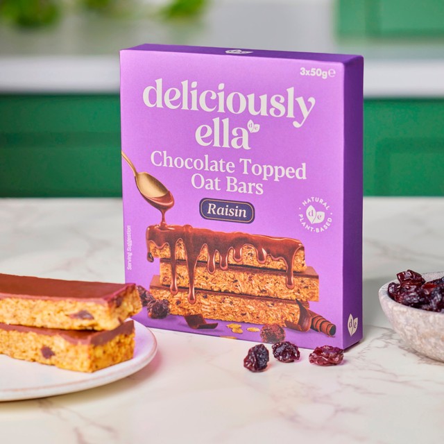 Deliciously Ella raisin chocolate topped oat bar multipack 3 x 50g - British product
