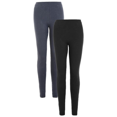 M&S Damen 2er-Pack High Waist Leggings Blau/Schwarz Größe 10