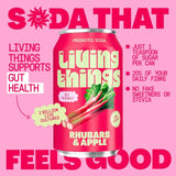 Living Things Rhubarb & Apple Biotic Soda 4 x 330ml, UK version