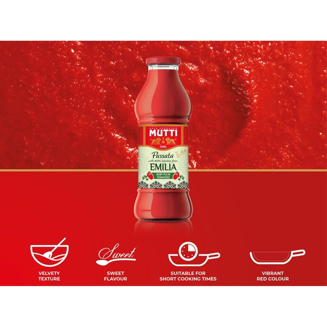 Mutti Plum Passata Sweet & Smooth 400g, imported from the UK