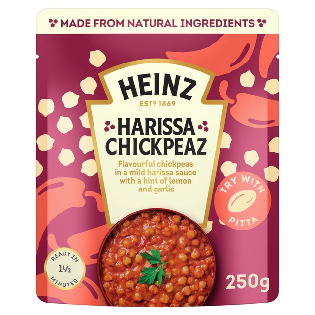Heinz harissa chickpeas 250g with lemon and garlic, UK version
