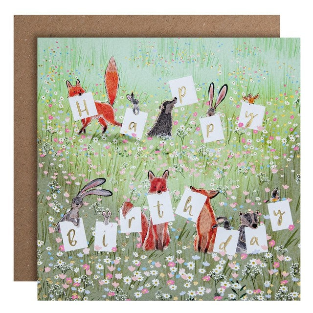 M&S woodland animals birthday card 15cm, imported from the UK