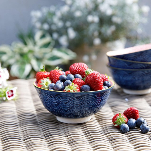 KitchenCraft blue arched pattern ceramic bowls set of 2, UK version