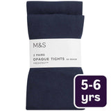 M&S Girls 60 Denier Navy School Tights for 5-6 Years, imported from the UK