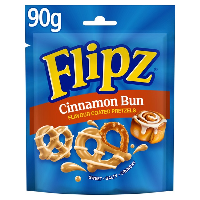 Flipz cinnamon bun flavour coated pretzels 90g - British product