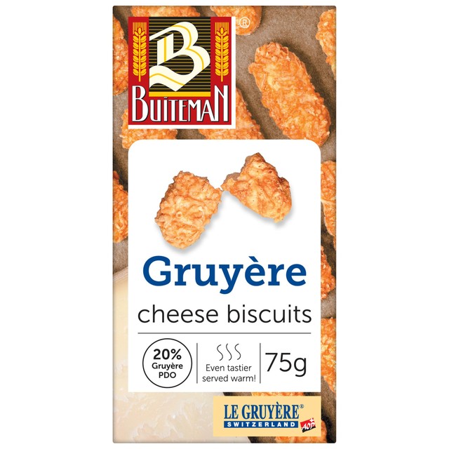 Buiteman Swiss Gruyere cheese biscuit bites 75g - British product
